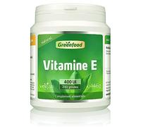 Greenfood Vitamine E, 400 UI, naturelle, 240 gélules - SANS additifs | Complexe de tocophérols, antioxydant, protège les cellules, testé, sans gluten ni lactose, biodisponible.