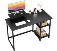 GreenForest Bureau d'ordinateur moderne avec support d’écran et étagères de rangement positionnables sur le côté gauche ou droit pour bureau à domicile, salle d’étude 120 cm Noir