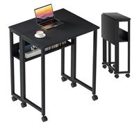 GreenForest Petite Bureau Pliant à roulettes, 80×50cm Bureau Pliable Portable,Table Bureau Pliante avec Rangement, Bureaux d' Ordinateur pour Petit Espace Postes de Travail, Assemblage Facile, Noir