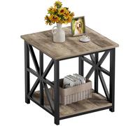 GreenForest Table d'appoint avec Étagère de Rangement à 2 Niveaux pour Salon, 50 x 50cm Moderne Table de Chevet pour Chambre, Montage Facile, Gris