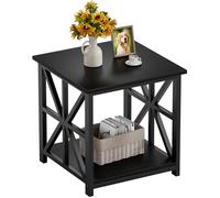 GreenForest Table d'appoint avec Étagère de Rangement à 2 Niveaux pour Salon, 50 x 50cm Moderne Table de Chevet pour Chambre, Montage Facile, Noir