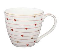 Greengate Gobelet Grace Blanc Avec Cœurs en Rouge Et Or Tasse Porcelaine Bord