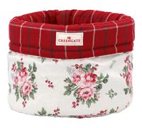 Greengate Panier à pain CHARLINE Blanc Rouge FLEURS Panier rond en coton 17x21 cm