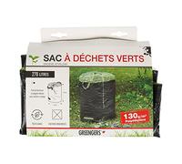 GREENGERS 647098 Sac à Déchets Verts 270 L Autostable 4 Poignées | 270 L, polyéthylène 130 g/m², autostable, 4 poignées renforcées, refermable, Ø67 x H76 cm, 1 sac