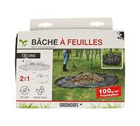 Greengers 647105 - Bâche Ramassage Feuilles Polyester ø220cm - Bâche 2 en 1 Collecte et Transport Déchets Verts - 3 Poignées Renforcées Cordon Serrage - 130 Litres