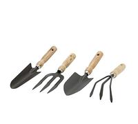 GREENGERS - Kits d'outils de Jardinage, Ensemble de 4 Outils de Jardinage pour Balcon, Lot de 4 Outils de Jardinage - Composé de : 1 Pelle à terreau, 1 Transplantoir, 1 Râteau à Fleurs, 1 Fourche