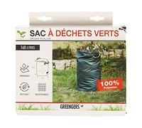 Greengers - Sacs à déchets de jardin, Jardin - Sac à déchets verts grand volume 160L, Sac à déchets de jardin 160L, Sac jardinage déchets 160L - 1 Sac - 3 Poignées, Sac autostable - ø47 x H92cm