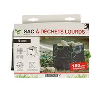 Greengers - Sacs à déchets de jardin, Jardin - Sac à gravats ultra résistant 70L, Sac à bûches renforcé 70L, Sac jardinage 70L - 1 Sac - Grande solidité, Autostable, 200g/m² - L42 x l42 x H40cm