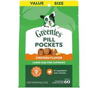 Greenies Pill Pockets Capsule Size Natural Soft Dog Treats Chicken Flavor, (60 Treats) 15.8oz. Pack