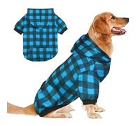 GreenJoy Chandail à capuche à carreaux pour chien et chat, chaud et doux pour Noël (bleu, taille L/XL)