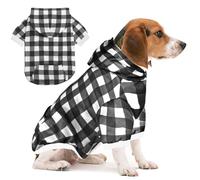 GreenJoy Chandail à capuche à carreaux pour chien et chat, chaud et doux pour Noël (noir, taille M)
