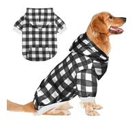 GreenJoy Chandail à capuche à carreaux pour chien et chat, chaud et doux pour Noël (noir, taille XL)