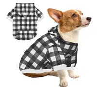 GreenJoy Chandail à capuche à carreaux pour chien et chat, chaud et doux pour Noël (noir, taille XS)