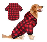 GreenJoy Chandail à capuche à carreaux pour chien et chat, chaud et doux pour Noël (rouge, taille L/XL)