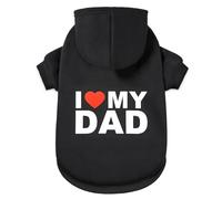 GreenJoy Chandail à capuche pour chien par temps froid, chandail à capuche pour chiots, chats, chiens de petite, moyenne et grande taille (noir (I Love My Dad), taille M/L)