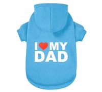 GreenJoy Chandail à capuche pour chien par temps froid, chandail à capuche pour chiots, chats, chiens de petite, moyenne et grande taille (bleu (I Love My Dad), taille L/XL)