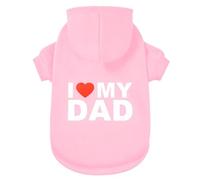 GreenJoy Chandail à capuche pour chien par temps froid, chandail à capuche pour chiots, chats, chiens de petite, moyenne et grande taille (rose (I Love My Dad), taille L/XL)