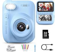 GREENKINDER Appareil Photo Instantané Enfant, 3.0" Grand Écran 14 MP Appareil Photo Enfant avec Carte de 32 Go & Papier d'impression, Appareil Photo Numérique Enfant Cadeau pour Enfants 3-12 Ans, Bleu