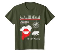 Greenland - Adventure is Out There - Drapeau Kalaallit Nunaat T-Shirt, Enfant, Olive, 12 Ans