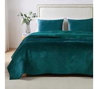 Greenland Home Barefoot Bungalow Riviera Parure de lit et taies d'oreiller en Velours hollandais avec Envers en Microfibre 100% Polyester, Bleu Sarcelle, très Grand lit californien (3 pièces)