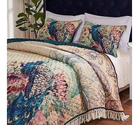 Greenland Home Fashions Barefoot Bungalow Eden Peacock Parure de lit 2 pièces pour lit Simple/lit Simple XL, écru
