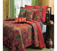 Greenland Home Fashions Barefoot Bungalow Groenland Maison 3 pièces Bijou Parure de lit, Multicolore, Coton, Multicolore, 2-18x18 Jewel Decorative Pillows Featuring Elephant