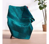 Greenland Home Fashions Barefoot Bungalow Riviera Couverture en Velours Bleu Sarcelle 127 x 152,4 cm