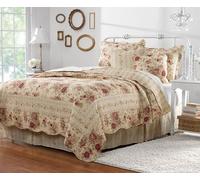 Greenland Home Fashions Groenland Maison Antique Rose Bonus Parure de lit 1 Personne, Coton, Red, King