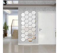 Greenlans Miroir mural autocollant 3D en acrylique amovible Argenté