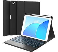 GreenLaw Étui avec clavier pour iPad 9e, 8e 7e génération 10,2", 7 couleurs rétroéclairées, résistant aux taches, clavier de connexion à 2 appareils pour iPad Air 3e génération, iPad Pro 10.5, noir