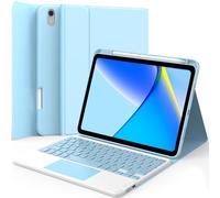 GreenLaw Étui clavier amovible avec pavé tactile et porte-crayon pour iPad 11e génération (A16,2025)/10e génération (2022), rétroéclairage 7 couleurs, bleu ciel