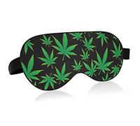 GreenLeaves Seamless On Black Eye Masks Cover Blocks Light Sleep Mask Shade Cover Blindfold Relaxing Eyeshade Cover avec serre-tête réglable pour hommes femmes enfants