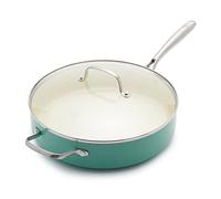 GreenLife Artizan Sauteuse 30 cm/4,8 Litre en Antiadhésive Céramique Saine avec Couvercle, Sans PFAS, Poignée en Acier Inoxydable, Convient avec l'induction, Va au Lave-Vaisselle & au Four, Turquoise