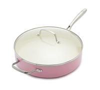 GreenLife Artizan Sauteuse 30 cm/4,8 Litre en Antiadhésive Céramique Saine avec Couvercle, Sans PFAS, Poignée en Acier Inoxydable, Convient avec l'induction, Va au Lave-Vaisselle & au Four, Rose