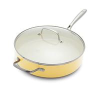 GreenLife Artizan Sauteuse 30 cm/4,8 Litre en Antiadhésive Céramique Saine avec Couvercle, Sans PFAS, Poignée en Acier Inoxydable, Convient avec l'induction, Va au Lave-Vaisselle & au Four, Jaune