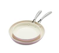GreenLife Artizan Set de Poêles à Frire 20 cm et 26 cm en Antiadhésive Céramique Saine, Sans PFAS, Poignée en Acier Inoxydable, Compatibles avec l'induction, Au lave-vaisselle, Va au Four, Rose