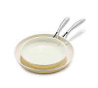 GreenLife Artizan Set de Poêles à Frire 20 cm et 26 cm en Antiadhésive Céramique Saine, Sans PFAS, Poignée en Acier Inoxydable, Compatibles avec l'induction, Au lave-vaisselle, Va au Four, Jaune