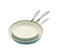 GreenLife Artizan Set de Poêles à Frire 20 cm et 26 cm en Antiadhésive Céramique Saine, Sans PFAS, Poignée en Acier Inoxydable, Compatibles avec l'induction, Au lave-vaisselle, Va au Four, Turquoise