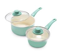 GreenLife Soft Grip Poêles à frire antiadhésives en céramique saine 15cm et 18cm, sans PFAS, Lavable au lave-vaisselle, Turquoise