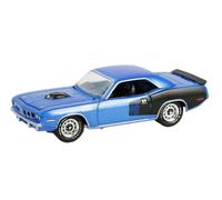 Greenlight Collectibles 28160-D Anniversary Collection Série 17 Modèle moulé sous pression à l'échelle 1:64 - Shaker Plymouth 'Cuda 440 6bbl de 1971 - Bleu B5 - 'Cuda 60th Anniversary