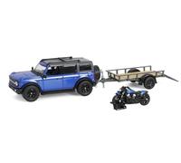 Greenlight Collectibles 32320-C Série d'attelage et de remorquage Modèle moulé sous pression à l'échelle 32-1:64 - Ford Bronco Black Diamond 2021 - Bleu métallisé avec remorque utilitaire