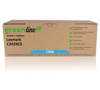 greenline remplace Lexmark C242XC0 Cartouche toner, cyan
