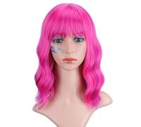 Greenmirr Short Bob ombre rose violet Wave perruque avec poney chaud existant cheveux synthétiques 14 pouces