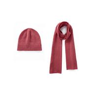 GreenMount Ensemble Bonnet et écharpe en Cachemire 100% Pur pour Femme avec Coffret Cadeau pour Teinture de Plantes d'hiver, Rouge, Taille Unique