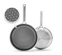 GreenPan APEX Ensemble de poêles à frire antiadhésives en acier inoxydable de 24,1 cm et 27,9 cm, poêles en céramique sans PFAS, compatibles avec toutes les plaques de cuisson, température du four