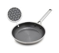 GreenPan APEX Poêle Hybride Inox Antiadhésive, 24 cm, Tri-Ply Thermobond Céramique Sans PFAS, Compatible Induction, Passe au Four 220 °C, Lave-Vaisselle, Argent