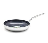 GreenPan Barcelona Evershine Tri-Ply Poêle à frire en Acier Inoxydable et Céramique Renforcée de Diamants Antiadhésive 28 cm, Sans PFAS, Multi Clad, Induction, Four, Lave-vaisselle, Argent