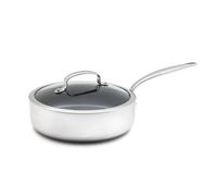 GreenPan Barcelona Evershine Tri-Ply Sauteuse en Acier Inoxydable en Céramique Renforcée de Diamants 24 cm/3.1 L avec Couvercle en Verre, Sans PFAS, Multi Clad, Induction, Four, Lave-vaisselle, Argent