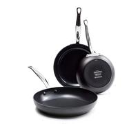 GreenPan Barcelona Hard Anodized Ensemble de 3 Poêles à frire Antiadhésives en Céramique Saine Anodisée,20cm,24cm & 28cm,Sans PFAS,Poignée en Acier Inox,Anti-rayures,Induction,Four,Lave-vaisselle,Noir