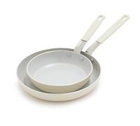 Greenpan Bobby Flay Ensemble de poêles à frire de 20,3 cm et 25,4 cm en aluminium de qualité professionnelle, antiadhésive, sans PFAS et PFOA, convient pour l'induction, poignée en silicone qui reste
